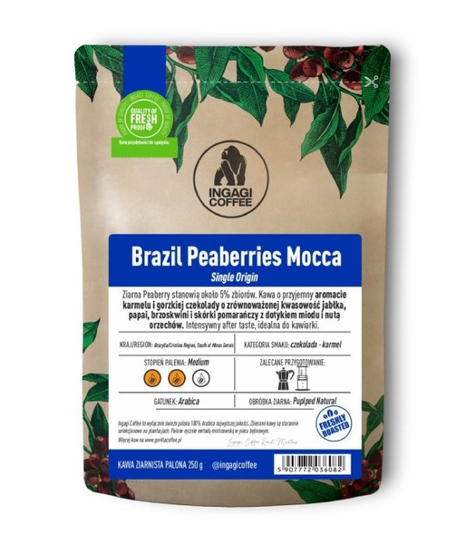Kawa ziarnista Ingagi Coffee Brazil Peaberries Mocca 250g - NIEDOSTĘPNY