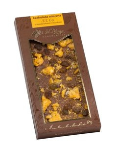 Mleczna czekolada M.Pelczar Chocolatier z mandarynkami i rodzynkami 85g - opinie w konesso.pl