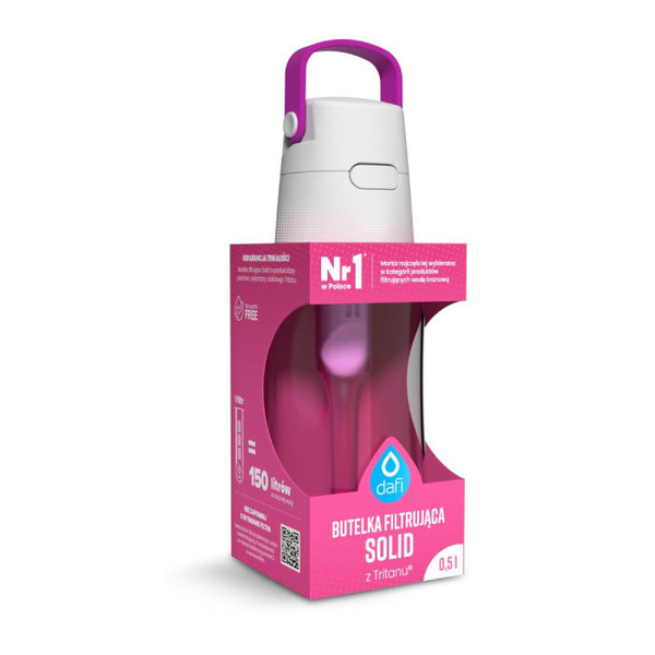 Butelka filtrująca Dafi SOLID 0,5 l + filtr węglowy - Flamingowy