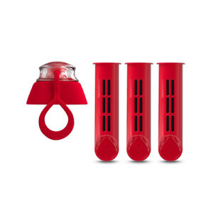 Filtr do butelki DAFI 3szt. + nakrętka - Czerwony