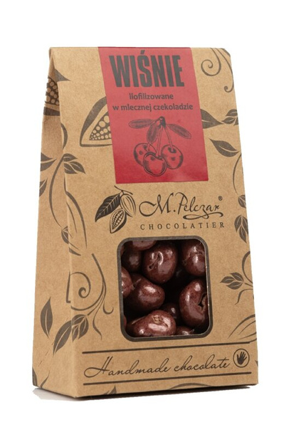 Wiśnie liofilizowane w mlecznej czekoladzie M.Pelczar Chocolatier  100g
