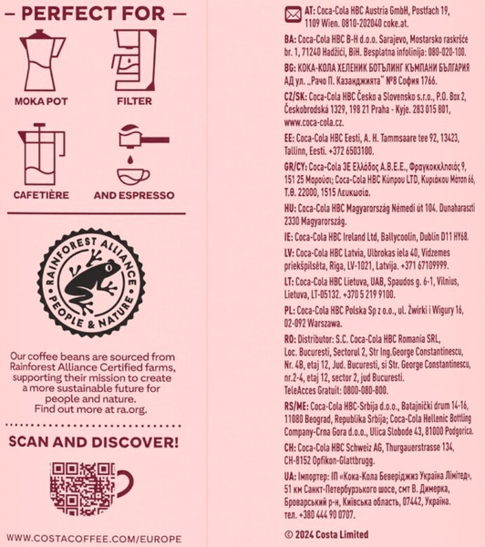 Kawa ziarnista Costa Coffee Crema Original1kg - NIEDOSTĘPNY