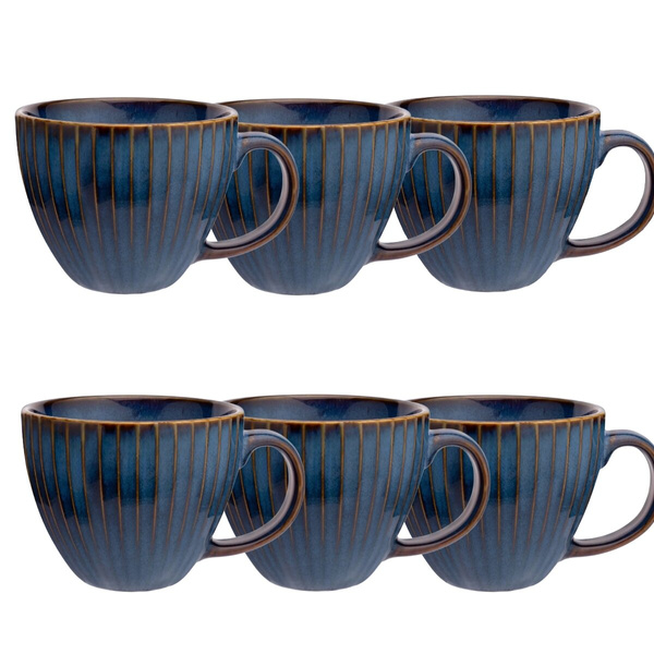 Zestaw filiżanek Altom Design Reactive Stripes 450ml - 6 szt. - Granatowe - NIEDOSTĘPNY