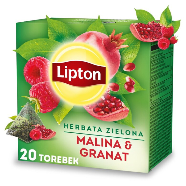 Herbata zielona aromatyzowana Lipton Malina i Granat 20x1,4g