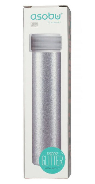 Asobu Skinny Mini Glitter - srebrna butelka termiczna 230 ml - NIEDOSTĘPNY