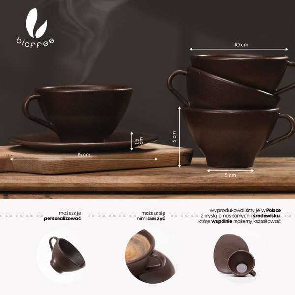 Filiżanki z fusów kawowych BIOFFEE 210 ml - 2 sztuki