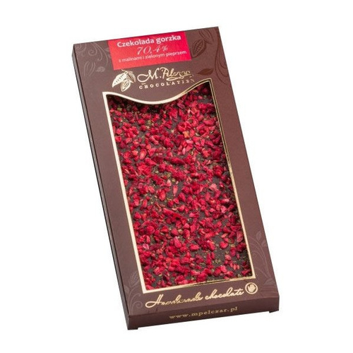 Gorzka czekolada M.Pelczar Chocolatier z malinami i zielonym pieprzem 85g