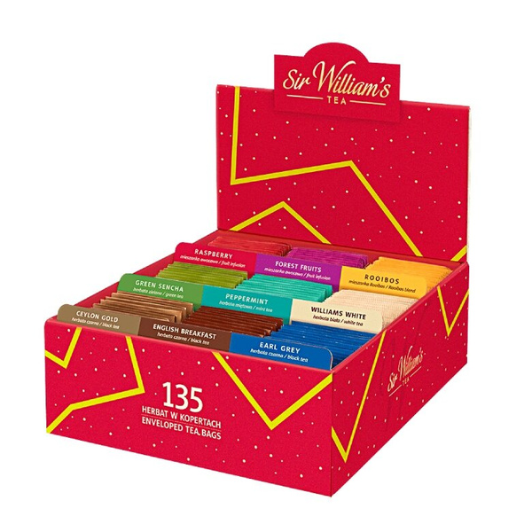 Tekturowy prezenter z herbatami Sir Williams Tea - 135 saszetek