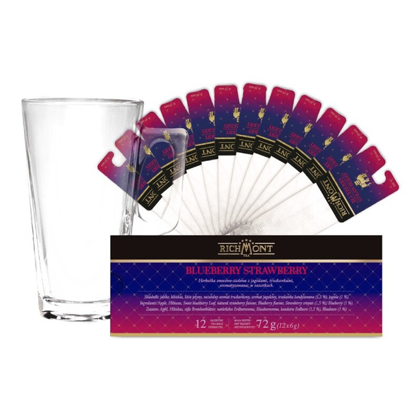 ZESTAW Herbata Richmont Blueberry Strawberry + Szklanka Richmont Hot 370ml