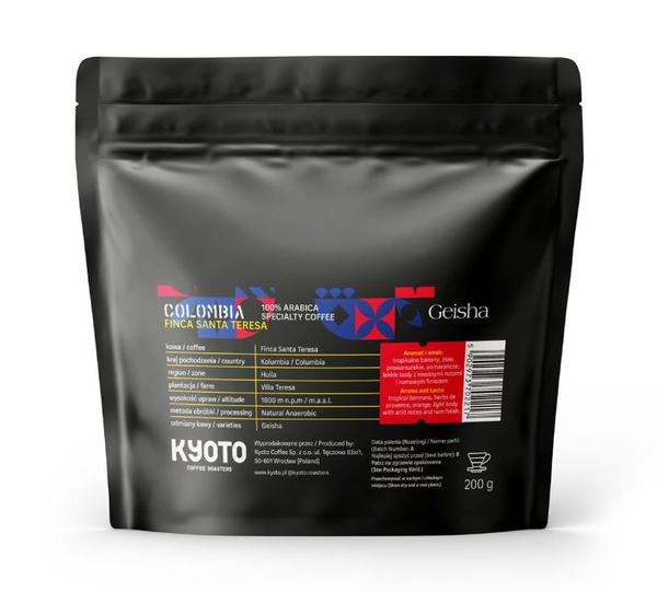 Kawa ziarnista Kyoto Colombia Geisha Finca Santa Teresa 200g - NIEDOSTĘPNY