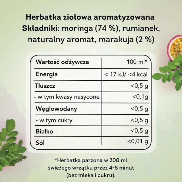 Herbatka ziołowa aromatyzowana Lipton Moringa z marakują 20x0,9g