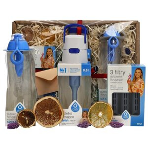 Zestaw prezentowy Dafi - Niebieskie butelki, nakrętka i filtry