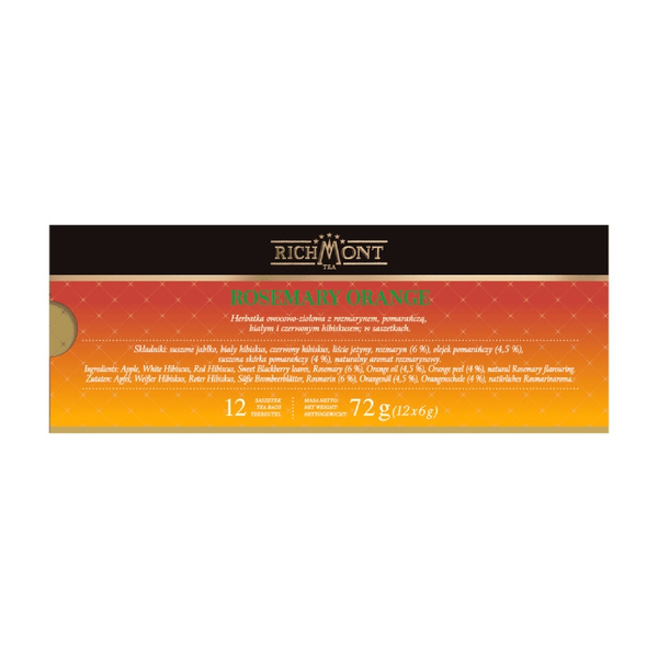 ZESTAW Herbata Richmont Orange Rosemary 12 saszetek + Szklanka Richmont Ice 370ml