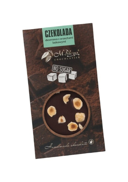 Czekolada deserowa bez cukru M.Pelczar Chocolatier z orzechami laskowymi 45g