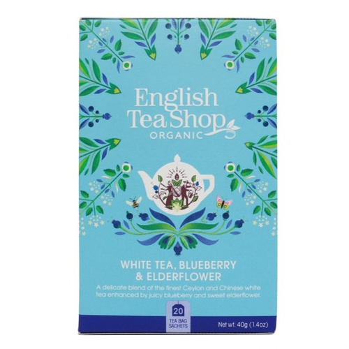 Biała herbata English Tea Shop White Tea Blueberry Elderflower 20x2g