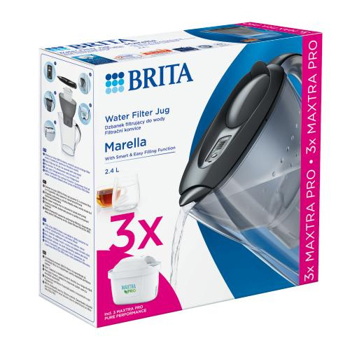 Dzbanek filtrujący BRITA Marella 2,4 L + 3x wkład MAXTRA PRO Pure Performance - Grafitowy