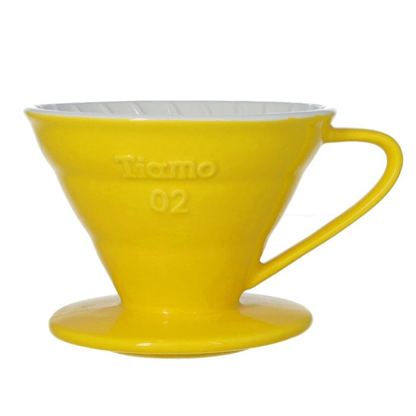Ceramiczny drip Tiamo z uchem V02 - Żółty