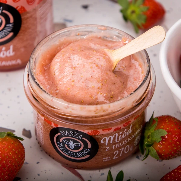 Miód z truskawką Nasza Pszczelarnia 190g