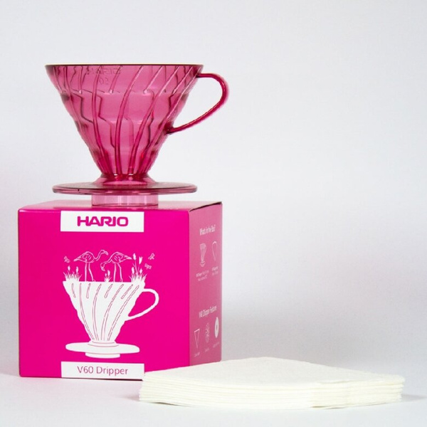 Plastikowy Drip Hario V60-02 Flamingo Pink - Różowy