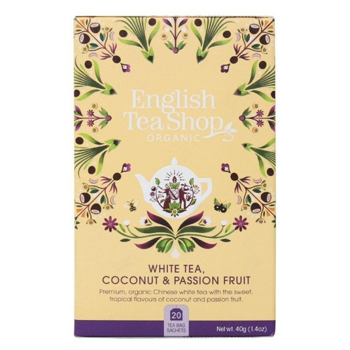 Biała herbata English Tea Shop White Tea, Coconut Passion Fruit 20x2g