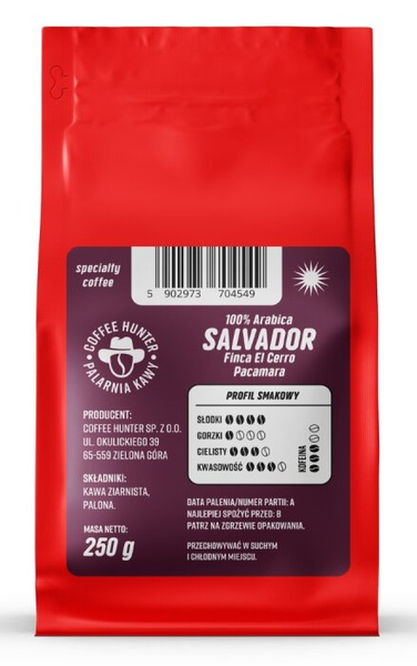 Kawa ziarnista COFFEE HUNTER Salvador Finca el Cerro Black Honey 250g