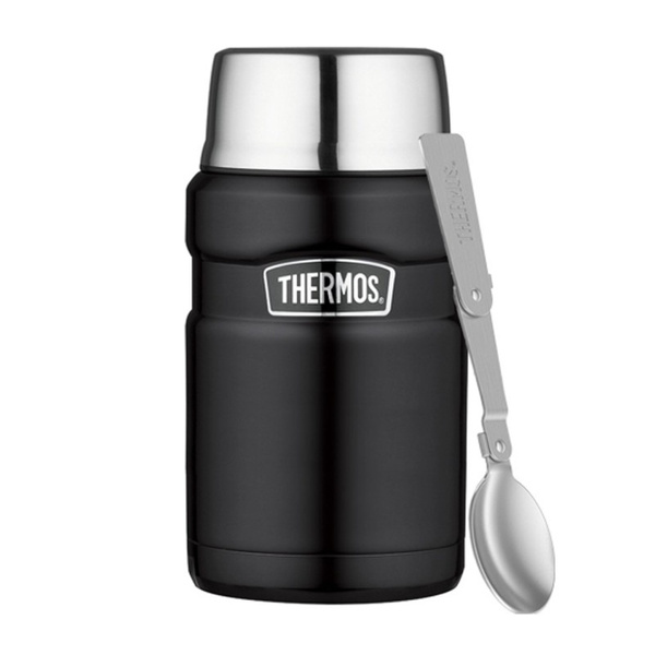 Termos obiadowy ze składaną łyżką i kubkiem Thermos 710ml - Czarny mat