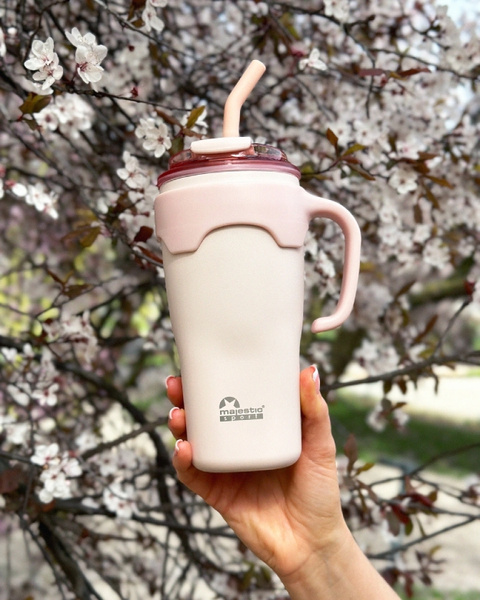 Kubek termiczny ze słomką Majestic Sport Jelly 650ml - Różowy