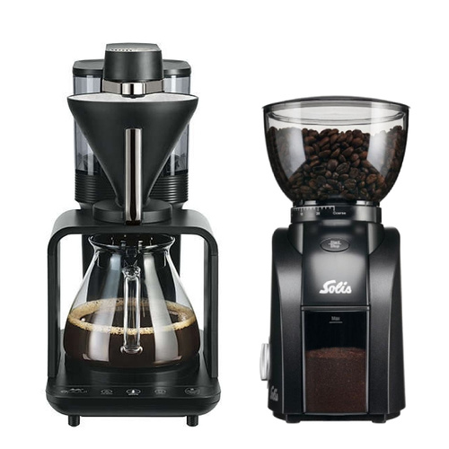 ZESTAW - Ekspres przelewowy Melitta® EPOUR® - Czarno - srebrny + Młynek do kawy Solis Scala Zero Static