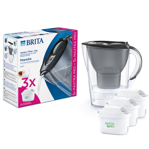 Dzbanek filtrujący BRITA Marella + 3x wkład MAXTRA PRO Pure Performance - Grafitowy - opinie w konesso.pl