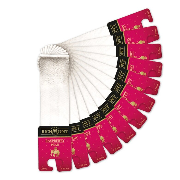 ZESTAW Herbata Richmont Raspberry Pear 12 saszetek + Szklanka Richmont Hot 370ml