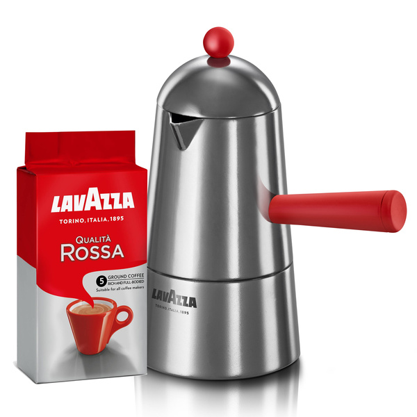 Kawiarka Lavazza Carmencita POP 3 filiżanki + Kawa mielona Lavazza Qualita Rossa 250g