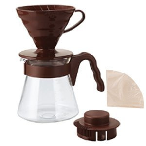 Zestaw Hario V60 Pour Over Kit Brown - drip + serwer + filtry - NIEDOSTĘPNY