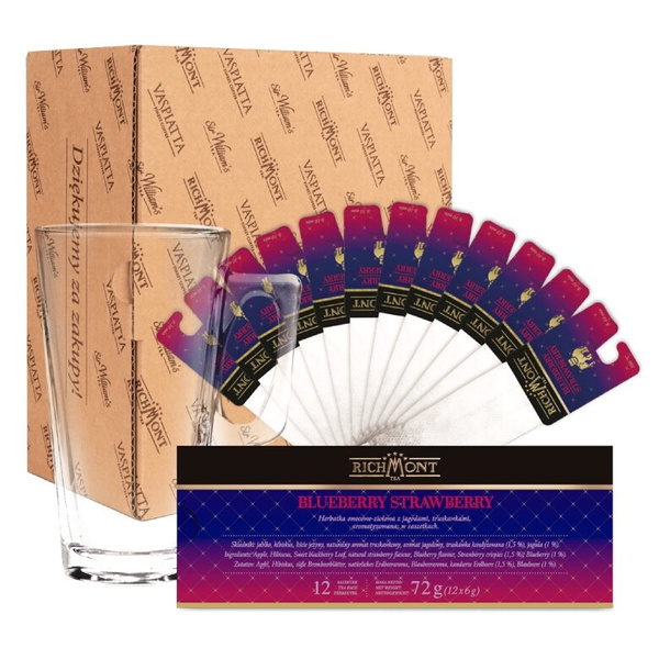 ZESTAW Herbata Richmont Blueberry Strawberry + Szklanka Richmont Hot 370ml