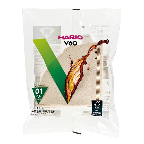 Filtry papierowe Misarashi do dripa Hario V60-01 - Brązowe 100 sztuk