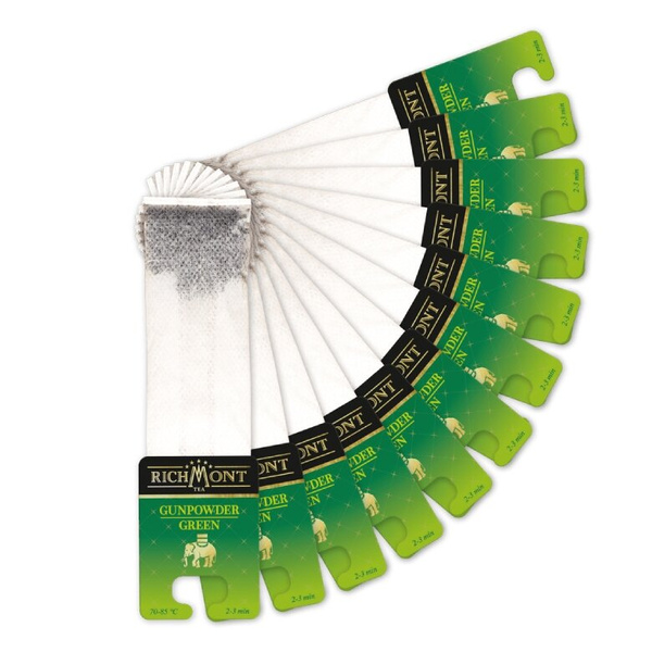 ZESTAW Herbata Richmont Gunpowder Green 12 saszeteek + Szklanka Richmont Hot 370ml