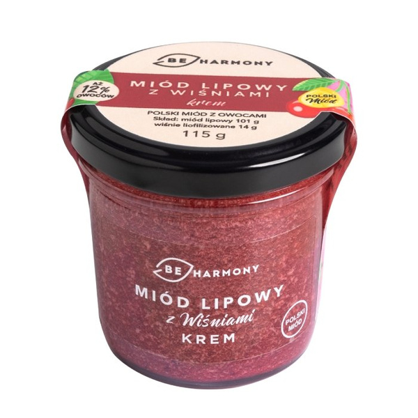 Miód lipowy z wiśniami - krem mocno owocowy BEHARMONY 115g - NIEDOSTĘPNY