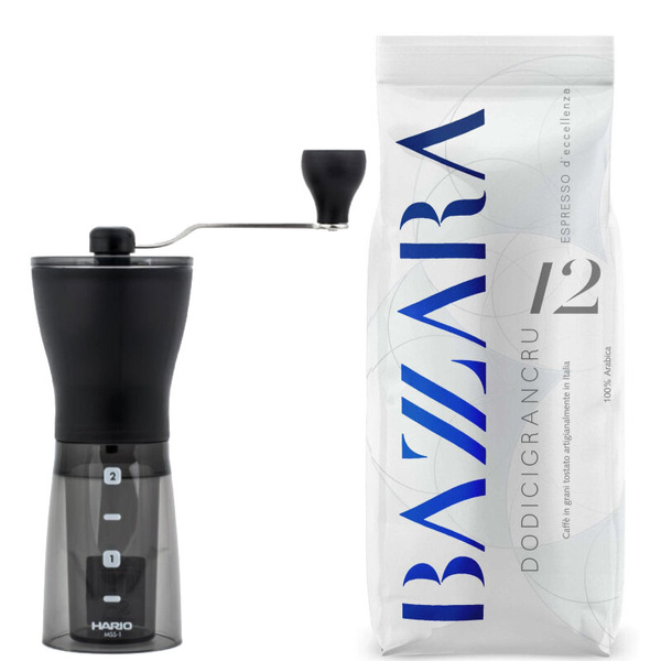 HARIO Mini Mill Slim PLUS - ręczny młynek do kawy + KAWA ZIARNISTA DODICIGRANCRU 250G