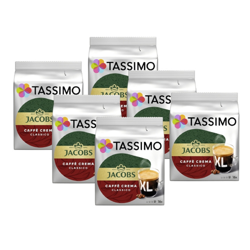 ZESTAW - Kapsułki Tassimo Jacobs Caffe Crema Classico XL 6x16 szt.