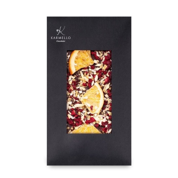 Czekolada ciemna z wiśnią i pomarańczą Karmello 100g