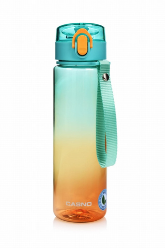 Butelka na wodę Casno Aura 560 ml - Zielono-pomarańczowa - opinie w konesso.pl