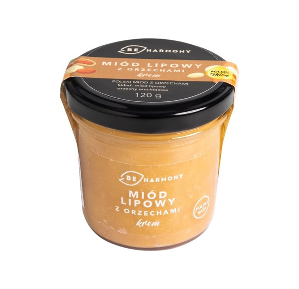 Miód lipowy z orzechami - krem BEHARMONY 120g - NIEDOSTĘPNY