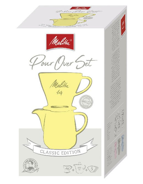 Melitta zestaw Porcelanowy Drip 1x4 + dzbanek - Żółty 