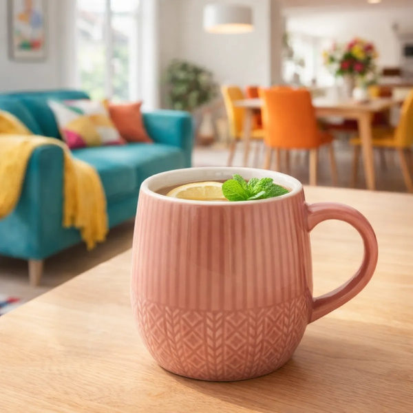 Kubek Altom Design Sweterek z reliefem 400ml - Różowy