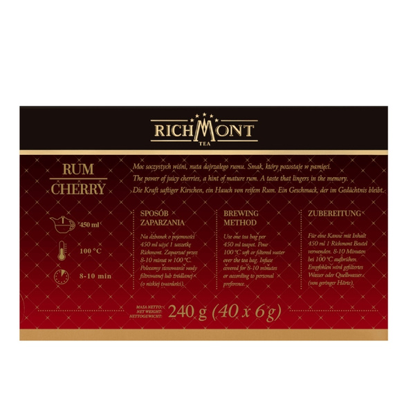 Herbata owocowo-ziołowa Richmont Rum Cherry 40x6g