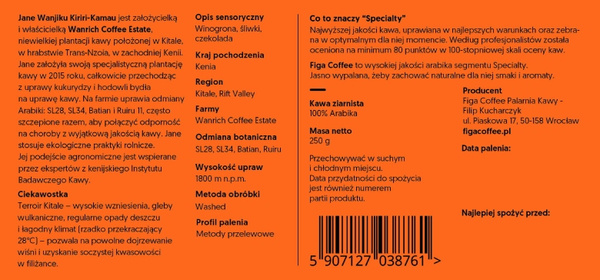 Kawa ziarnista Figa Coffee Kenia Wanrich AB Filtr 250g