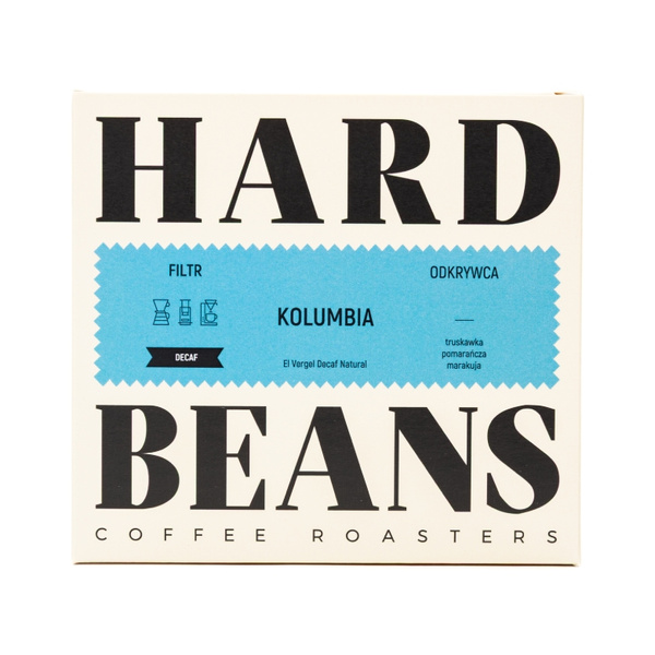 Kawa ziarnista Hard Beans Kolumbia El Vergel Decaf Natural Filtr 250g - bezkofeinowa
