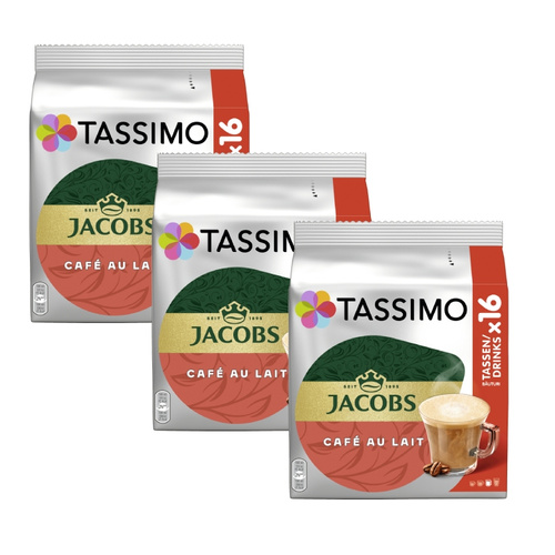 ZESTAW - Kapsułki Tassimo Jacobs Cafe Au Lait 3x16 szt.