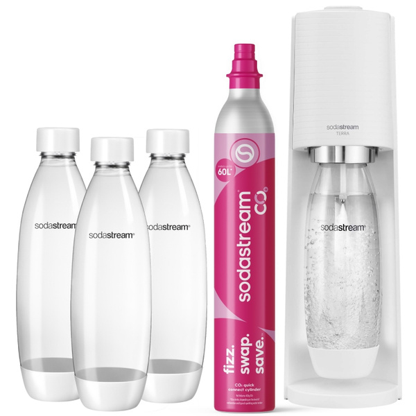 Saturator do wody gazowanej SodaStream Terra Biały + 3 butelki