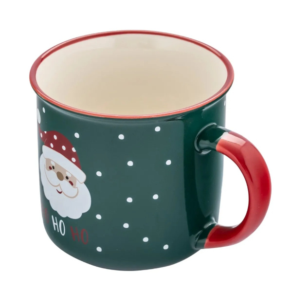 Kubek świąteczny Altom Design z rantem Mikołaj HoHo 400 ml - Zielony