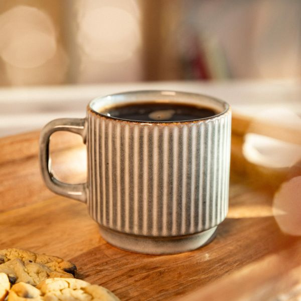 Kubek z uchem Homla LABARRO 250ml - Szary prążkowany - NIEDOSTĘPNY